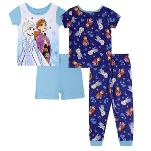 Frozen Toddler Girls Short Sleeves Pajama Set, 4 Piece Girl